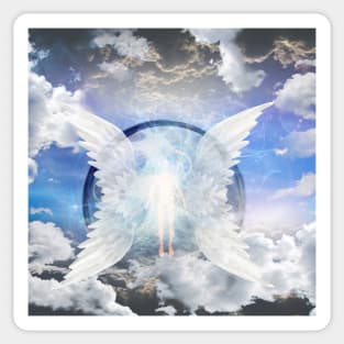 Human soul between angel wings Sticker